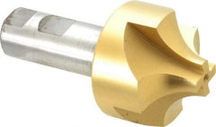 Hertel - 3/4" Radius, 2-1/4" Mill Diam, 4 Flute High Speed Steel Corner Rounding End Mill - Single End, TiN Finish, 4-5/16" OAL, 1" Shank Diam - Eagle Tool & Supply