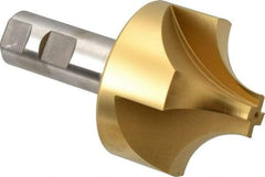 Hertel - 1" Radius, 2-3/4" Mill Diam, 4 Flute High Speed Steel Corner Rounding End Mill - Single End, TiN Finish, 4-3/4" OAL, 1" Shank Diam - Eagle Tool & Supply