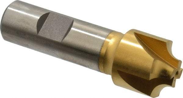 Hertel - 1/4" Radius, 1" Mill Diam, 4 Flute Cobalt Corner Rounding End Mill - Single End, TiN Finish, 3-1/4" OAL, 3/4" Shank Diam - Eagle Tool & Supply