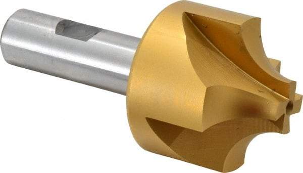 Hertel - 5/8" Radius, 1-15/16" Mill Diam, 4 Flute High Speed Steel Corner Rounding End Mill - Single End, TiN Finish, 4" OAL, 3/4" Shank Diam - Eagle Tool & Supply
