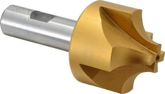 Hertel - 5/8" Radius, 1-15/16" Mill Diam, 4 Flute High Speed Steel Corner Rounding End Mill - Single End, TiN Finish, 4" OAL, 3/4" Shank Diam - Eagle Tool & Supply