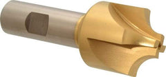 Hertel - 7/16" Radius, 1-3/8" Mill Diam, 4 Flute High Speed Steel Corner Rounding End Mill - Single End, TiN Finish, 3-3/4" OAL, 3/4" Shank Diam - Eagle Tool & Supply