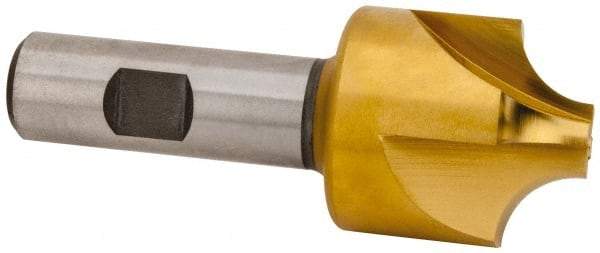 Hertel - 1/2" Radius, 1-1/2" Mill Diam, 4 Flute High Speed Steel Corner Rounding End Mill - Single End, TiN Finish, 3-7/8" OAL, 3/4" Shank Diam - Eagle Tool & Supply