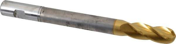 Hertel - 3/4" Diam, 2" LOC, 4 Flute High Speed Steel Ball End Mill - TiN Finish, Single End, 8-1/4" OAL, 3/4" Shank Diam - Eagle Tool & Supply