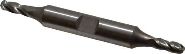 Hertel - 3/16" Diam, 1/2" LOC, 4 Flute Cobalt Ball End Mill - Uncoated, Double End, 3-1/4" OAL, 3/8" Shank Diam - Eagle Tool & Supply