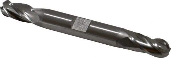 Hertel - 11/32" Diam, 3/4" LOC, 4 Flute Cobalt Ball End Mill - Uncoated, Double End, 3-1/2" OAL, 3/8" Shank Diam - Eagle Tool & Supply