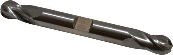 Hertel - 3/8" Diam, 3/4" LOC, 4 Flute Cobalt Ball End Mill - Uncoated, Double End, 3-1/2" OAL, 3/8" Shank Diam - Eagle Tool & Supply