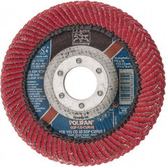 PFERD - 60 Grit, 4-1/2" Disc Diam, 7/8" Center Hole, Type 27 Ceramic Flap Disc - 13,300 Max RPM, Fiberglass Backing, Arbor Attaching System, Coated - Eagle Tool & Supply