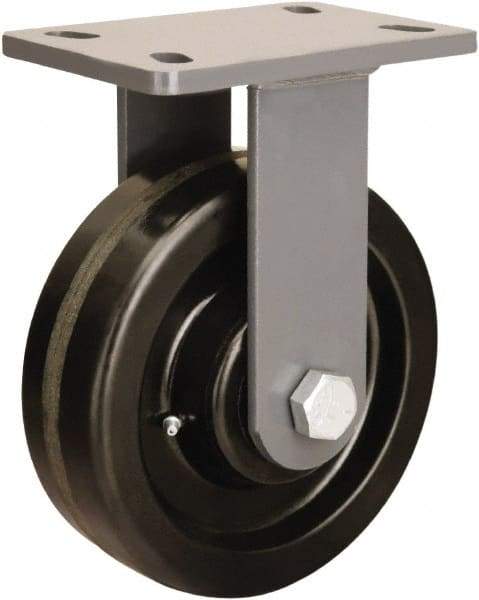Hamilton - 8" Diam x 2-1/2" Wide x 10-1/4" OAH Top Plate Mount Rigid Caster - Phenolic, 2,000 Lb Capacity, Straight Roller Bearing, 5 x 7" Plate - Eagle Tool & Supply