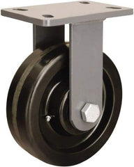 Hamilton - 8" Diam x 2-1/2" Wide x 10-1/4" OAH Top Plate Mount Rigid Caster - Phenolic, 2,000 Lb Capacity, Straight Roller Bearing, 5 x 7" Plate - Eagle Tool & Supply