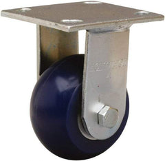 Hamilton - 4" Diam x 2" Wide x 5-5/8" OAH Top Plate Mount Rigid Caster - Polyurethane on Aluminum, 300 Lb Capacity, Sealed Precision Ball Bearing, 4 x 4-1/2" Plate - Eagle Tool & Supply