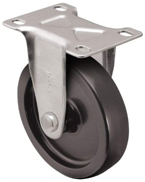 Shepherd - 5" Diam x 1-1/4" Wide x 6-1/4" OAH Top Plate Mount Rigid Caster - Polyolefin, 300 Lb Capacity, Plain Bearing, 2-5/8 x 3-3/4" Plate - Eagle Tool & Supply