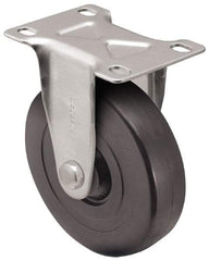 Shepherd - 5" Diam x 1-1/4" Wide x 6-1/4" OAH Top Plate Mount Rigid Caster - Hard Rubber, 280 Lb Capacity, Nylon Bearing, 2-5/8 x 3-3/4" Plate - Eagle Tool & Supply