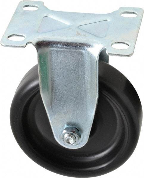 Shepherd - 4" Diam x 1-1/4" Wide x 5-1/4" OAH Top Plate Mount Rigid Caster - Polyolefin, 275 Lb Capacity, Plain Bearing, 2-5/8 x 3-3/4" Plate - Eagle Tool & Supply