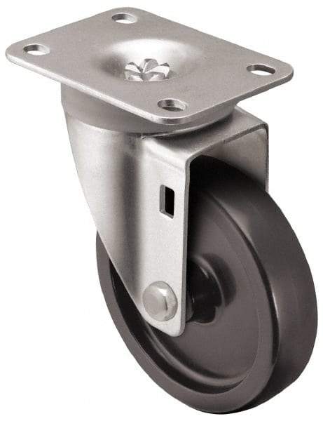 Shepherd - 5" Diam x 1-1/4" Wide x 6-1/4" OAH Top Plate Mount Swivel Caster - Polyolefin, 300 Lb Capacity, Plain Bearing, 2-5/8 x 3-3/4" Plate - Eagle Tool & Supply