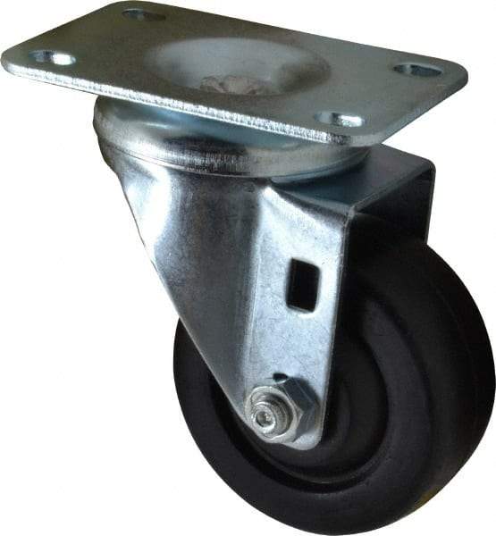 Shepherd - 3" Diam x 1-1/4" Wide x 4-1/4" OAH Top Plate Mount Swivel Caster - Soft Rubber, 150 Lb Capacity, Nylon Bearing, 2-5/8 x 3-3/4" Plate - Eagle Tool & Supply