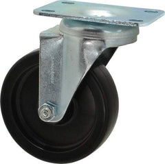 Shepherd - 4" Diam x 1-1/4" Wide x 5-1/4" OAH Top Plate Mount Swivel Caster - Polyolefin, 275 Lb Capacity, Plain Bearing, 2-5/8 x 3-3/4" Plate - Eagle Tool & Supply
