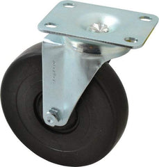 Shepherd - 5" Diam x 1-1/4" Wide x 6-1/4" OAH Top Plate Mount Swivel Caster - Polyolefin, 280 Lb Capacity, Nylon Bearing, 2-5/8 x 3-3/4" Plate - Eagle Tool & Supply