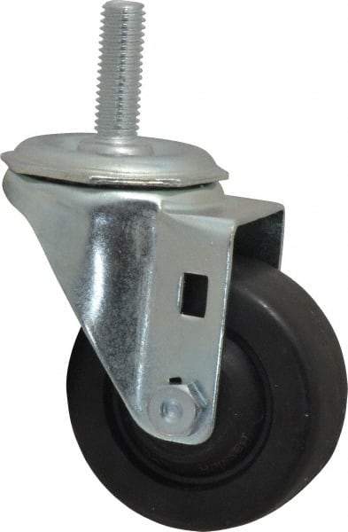 Shepherd - 3" Diam x 1-1/4" Wide x 4-1/8" OAH Stem Mount Swivel Caster - Hard Rubber, 250 Lb Capacity, Nylon Bearing, 1/2-13 x 1" Threaded Stem - Eagle Tool & Supply