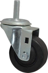 Shepherd - 3" Diam x 1-1/4" Wide x 4-1/8" OAH Stem Mount Swivel Caster - Hard Rubber, 250 Lb Capacity, Nylon Bearing, 1/2-13 x 1" Threaded Stem - Eagle Tool & Supply