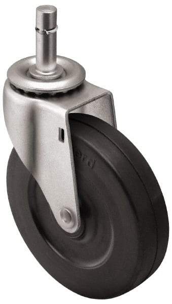 Shepherd - 2" Diam x 13/16" Wide x 2-5/8" OAH Stem Mount Swivel Caster - Soft Rubber, 80 Lb Capacity, Nylon Bearing, 7/16 x 7/8" Friction Stem - Eagle Tool & Supply