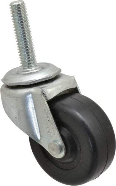 Shepherd - 2" Diam x 13/16" Wide x 2-5/8" OAH Stem Mount Swivel Caster - Soft Rubber, 80 Lb Capacity, Nylon Bearing, 3/8-16 x 1-1/2" Threaded Stem - Eagle Tool & Supply