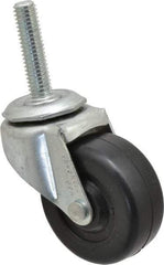 Shepherd - 2" Diam x 13/16" Wide x 2-5/8" OAH Stem Mount Swivel Caster - Soft Rubber, 80 Lb Capacity, Nylon Bearing, 3/8-16 x 1-1/2" Threaded Stem - Eagle Tool & Supply