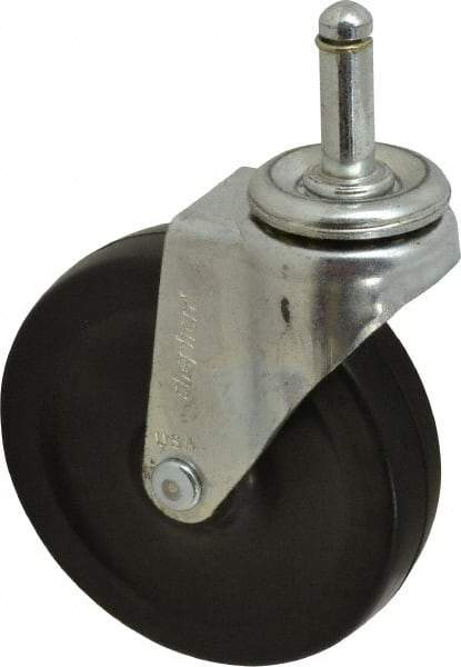 Shepherd - 4" Diam x 15/16" Wide x 4-3/4" OAH Stem Mount Swivel Caster - Soft Rubber, 125 Lb Capacity, Nylon Bearing, 7/16 x 1-7/16" Friction Stem - Eagle Tool & Supply