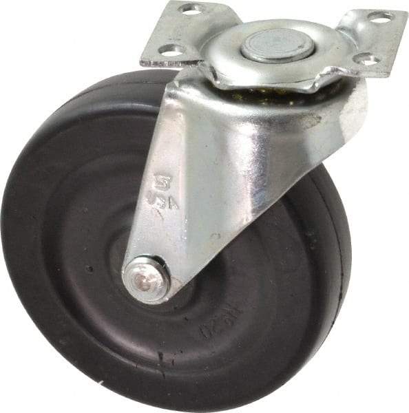 Shepherd - 3" Diam x 13/16" Wide x 3-1/2" OAH Top Plate Mount Swivel Caster - Soft Rubber, 110 Lb Capacity, Nylon Bearing, 1-3/16 x 2" Plate - Eagle Tool & Supply