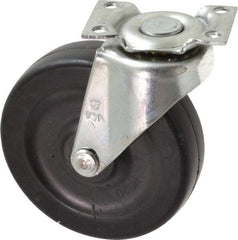 Shepherd - 3" Diam x 13/16" Wide x 3-1/2" OAH Top Plate Mount Swivel Caster - Soft Rubber, 110 Lb Capacity, Nylon Bearing, 1-3/16 x 2" Plate - Eagle Tool & Supply