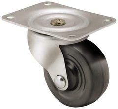 Shepherd - 3" Diam x 1-1/4" Wide x 3-13/16" OAH Top Plate Mount Swivel Caster - Soft Rubber, 150 Lb Capacity, Nylon Bearing, 3-1/8 x 4-1/8" Plate - Eagle Tool & Supply