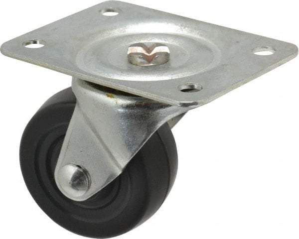 Shepherd - 2-1/2" Diam x 1-1/8" Wide x 3-1/4" OAH Top Plate Mount Swivel Caster - Hard Rubber, 175 Lb Capacity, Nylon Bearing, 2-3/4 x 3-7/8" Plate - Eagle Tool & Supply