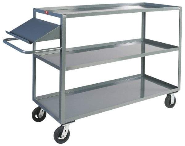 Jamco - 3,000 Lb Capacity, 3 Shelf, Steel Stock Truck - 30" Long x 48" Wide x 48" High, 6" Diam Phenolic Wheels - Eagle Tool & Supply