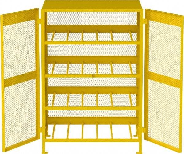 Jamco - 4 Shelf Gas Cylinder Storage Cabinet - Steel, 49" Wide x 38" Deep x 70" High, Safety Yellow - Eagle Tool & Supply