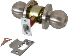 Master Lock - Up to 1-3/4" Door Thickness, Brushed Chrome Privacy Knob Lockset - 2-3/4" Back Set, Keyless Cylinder - Eagle Tool & Supply