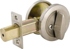 Master Lock - Up to 2" Door Thickness, Brushed Chrome Finish, One Sided Deadbolt - Keyless Cylinder - Eagle Tool & Supply