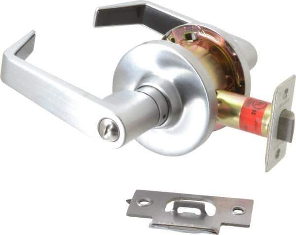 Master Lock - Grade 2 Privacy Lever Lockset - 2-3/4" Back Set, Keyless Cylinder, Brushed Chrome Finish - Eagle Tool & Supply