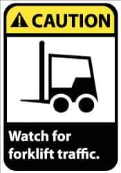 NMC - "Caution - Watch for Forklift Traffic", 10" Long x 7" Wide, Rigid Plastic Safety Sign - Rectangle, 0.05" Thick, Use for Accident Prevention - Eagle Tool & Supply