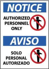 NMC - "Notice - Authorized Personnel Only", 14" Long x 10" Wide, Pressure-Sensitive Vinyl Safety Sign - Rectangle, 0.004" Thick, Use for Security & Admittance - Eagle Tool & Supply