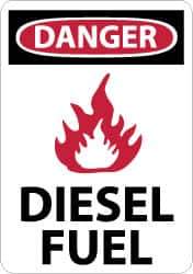 NMC - "Danger - Diesel Fuel", 14" Long x 10" Wide, Pressure-Sensitive Vinyl Safety Sign - Rectangle, 0.004" Thick, Use for Hazardous Materials - Eagle Tool & Supply