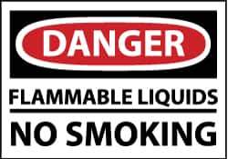 NMC - "Danger - Flammable Liquids - No Smoking", 10" Long x 14" Wide, Rigid Plastic Safety Sign - Rectangle, 0.05" Thick, Use for Accident Prevention - Eagle Tool & Supply