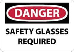 NMC - "Danger - Safety Glasses Required", 10" Long x 14" Wide, Aluminum Safety Sign - Rectangle, 0.04" Thick, Use for Accident Prevention - Eagle Tool & Supply