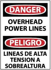NMC - "Danger - Overhead Power Lines", 14" Long x 10" Wide, Rigid Plastic Safety Sign - Rectangle, 0.05" Thick, Use for Accident Prevention - Eagle Tool & Supply