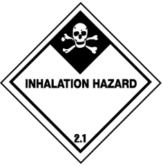 NMC - Accident Prevention Label - Legend: Inhalation Hazard, English, Black & White, 4" Long x 4" High, Sign Muscle Finish - Eagle Tool & Supply