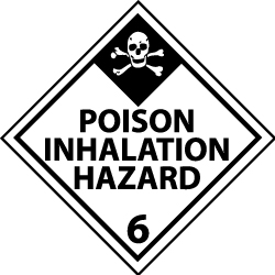 NMC - Accident Prevention Label - Legend: Poison Inhalation Hazard, English, Black & White, 4" Long x 4" High, Sign Muscle Finish - Eagle Tool & Supply