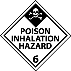 NMC - Accident Prevention Label - Legend: Poison Inhalation Hazard, English, Black & White, 4" Long x 4" High, Sign Muscle Finish - Eagle Tool & Supply