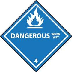 NMC - Dangerous When Wet DOT Shipping Label - 4" High x 4" Wide - Eagle Tool & Supply