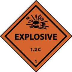 NMC - Accident Prevention Label - Legend: Explosive 1.2C, English, Black & Orange, 4" Long x 4" High, Sign Muscle Finish - Eagle Tool & Supply