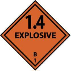 NMC - Accident Prevention Label - Legend: 1.4 Explosive B, English, Black & Orange, 4" Long x 4" High, Sign Muscle Finish - Eagle Tool & Supply
