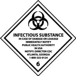 NMC - Infectious Substance - In Case of Damage or Leakage Immediately Notify Public Authority in U.S.A. - Notify: Director... DOT Shipping Label - 4" High x 4" Wide - Eagle Tool & Supply